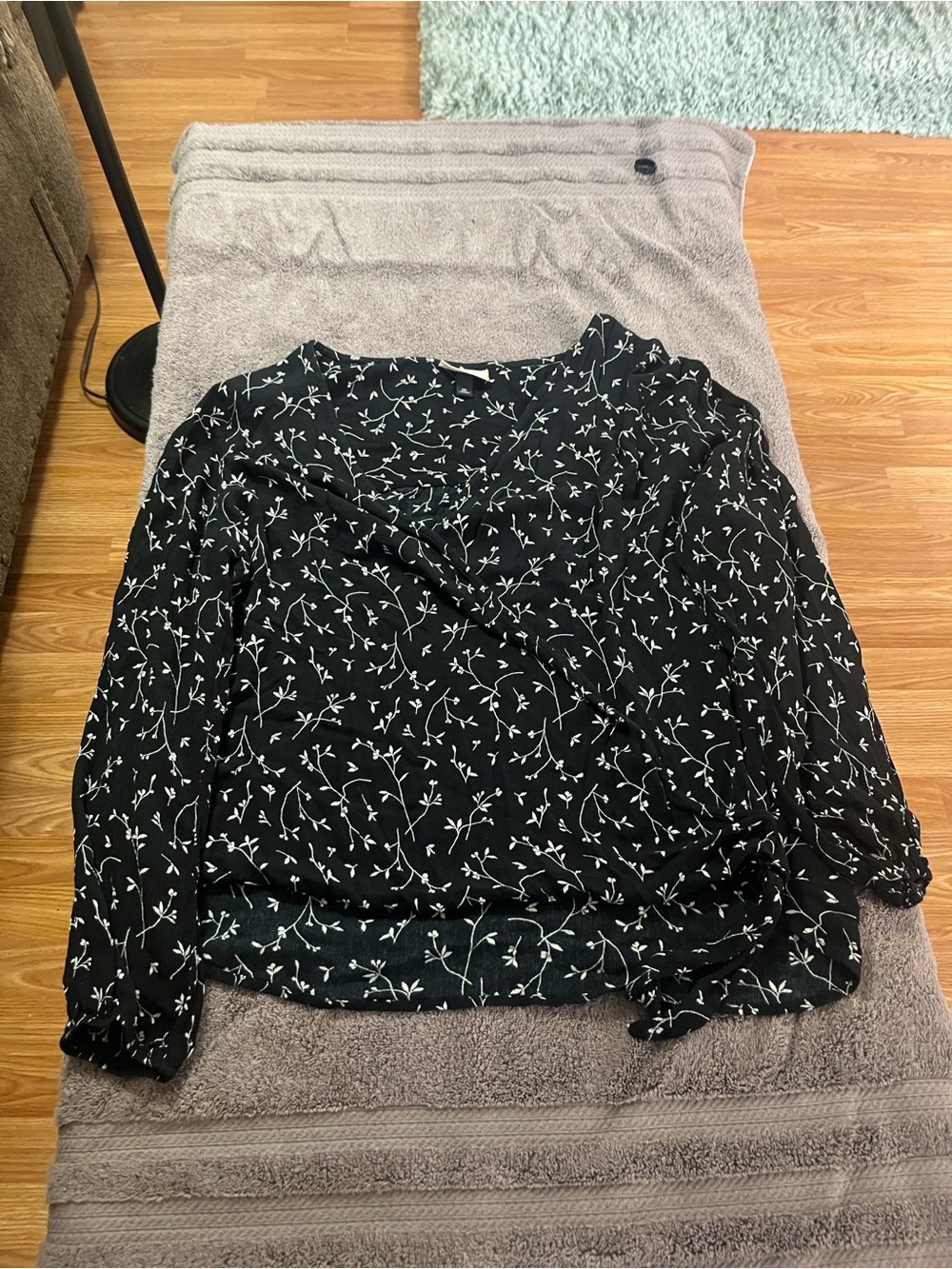 Universal Thread Black Floral Wrap Blouse
